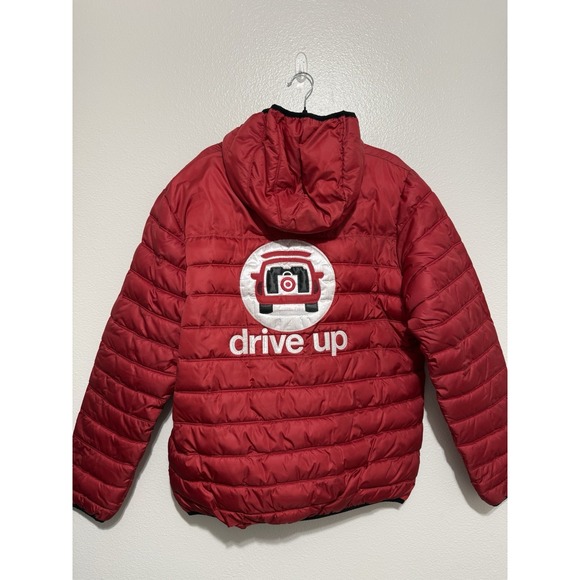 Target Employee Drive Up Puffer Hooded Jacket Quilted Embroidered Mens Size XL - Picture 2 of 5